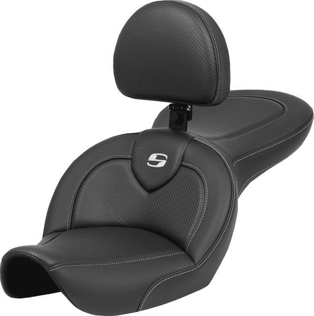 SADDLEMEN 0803-0724 Roadsofa™ Seat - with Backrest - Carbon Fiber - FXDWG '96-'03