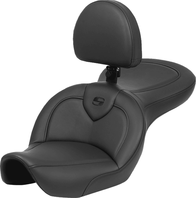 SADDLEMEN 0803-0726 Roadsofa™ Seat - with Backrest - Black - FXDWG '96-'23