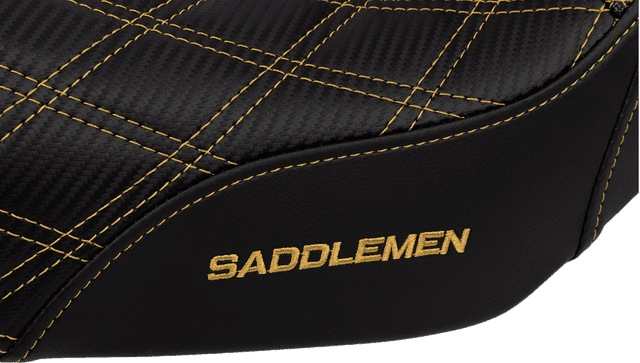 SADDLEMEN 0803-0727 Pro Series SDC Performance Seat - Carbon Fiber/Lumbar Gripper - Gold Stitch - Dyna '06-'17 — image 3 of 3