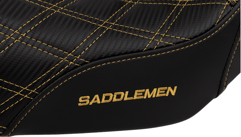 SADDLEMEN 0803-0727 Pro Series SDC Performance Seat - Carbon Fiber/Lumbar Gripper - Gold Stitch - Dyna '06-'17 — image 3 of 3