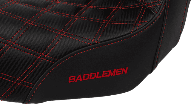 SADDLEMEN 0803-0728 Pro Series SDC Performance Seat - Carbon Fiber/Lumbar Gripper - Red Stitch - Dyna '06-'17 — image 3 of 3