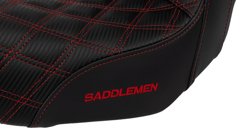 SADDLEMEN 0803-0728 Pro Series SDC Performance Seat - Carbon Fiber/Lumbar Gripper - Red Stitch - Dyna '06-'17 — image 3 of 3
