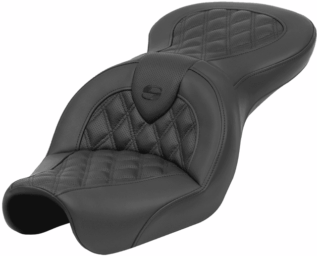 SADDLEMEN 0803-0730 Roadsofa™ Seat - Lattice Stitch - without Backrest - FXD '04-'05