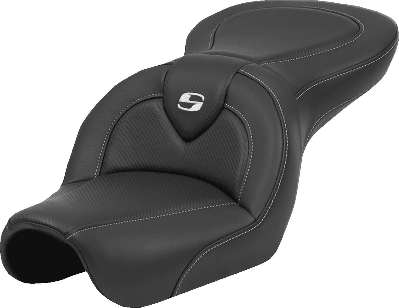 SADDLEMEN 0803-0732 Roadsofa™ Seat - Carbon Fiber - Black Stitch - without Backrest - FL '04-'05