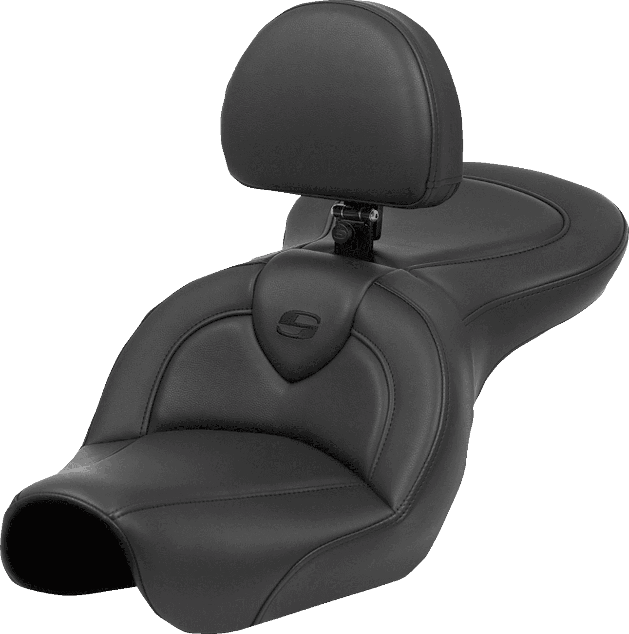 SADDLEMEN 0803-0735 Roadsofa™ Seat - Black Stitch - with Backrest - FXD '04-'05