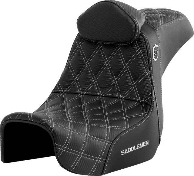 SADDLEMEN 0803-0739 Pro Series SDC Performance Seat - w/ Backrest - Silver Stitch - Dyna '06-'17