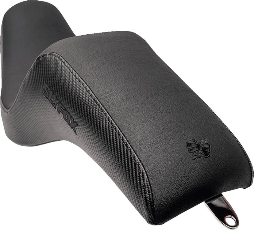 SLYFOX 0803-0746 Drifter Seat - Black Logo - Black Vinyl w/ Slipstop - Carbon Fiber - Dyna '96-'03 — image 2 of 5