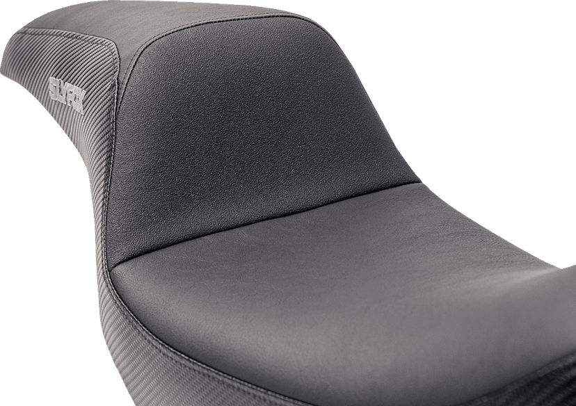 SLYFOX 0803-0747 Drifter Seat - Gray Logo - Black Vinyl w/ Slipstop - Carbon Fiber - Dyna '96-'03 — image 3 of 4