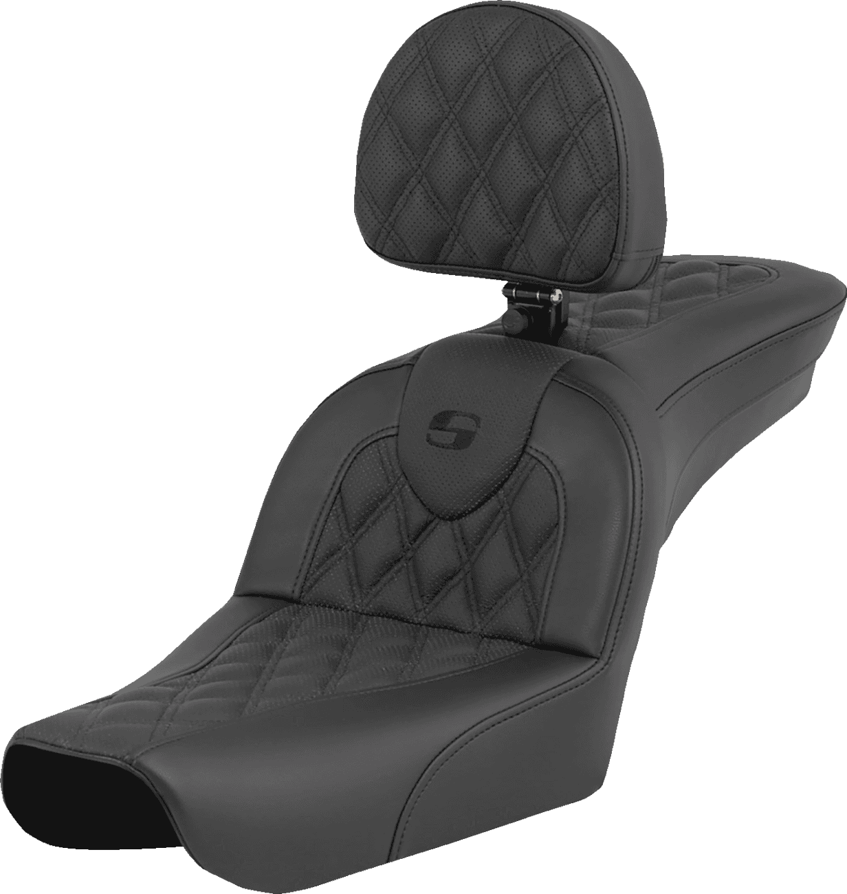 SADDLEMEN 0803-0749 RoadSofa™ Seat - Lattice Stitch - with Driver Backrest - FXDWG '04-'05