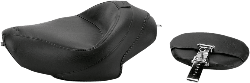 MUSTANG 0804-0308 Wide Solo Seat - With Backrest - Vintage - Black - Smooth - XL '04-'21 — image 1 of 2