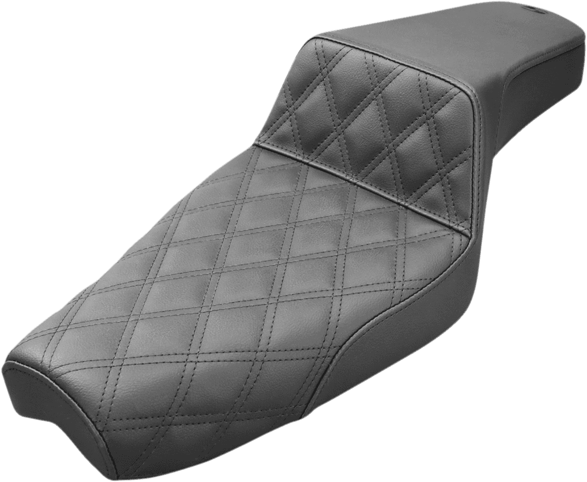 SADDLEMEN 0804-0650 Step-Up Seat - Front Lattice Stitch - Black - XL