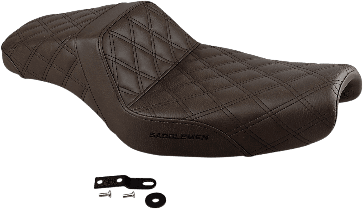 SADDLEMEN 0804-0722 Step-Up Seat - Full Lattice Stitch - Brown - XL