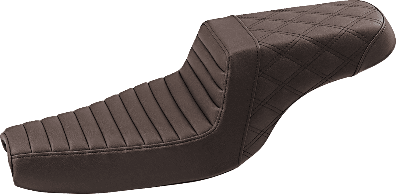 SADDLEMEN 0804-0752 Step-Up Seat - Front Tuck-n-Roll/Rear Lattice Stitch - Brown