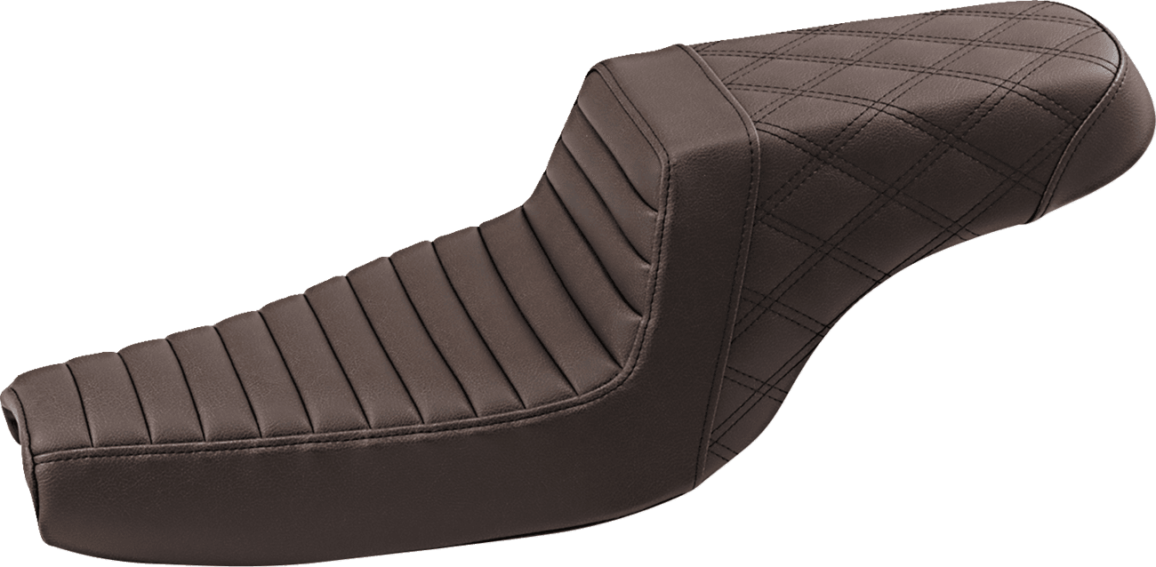 SADDLEMEN 0804-0752 Step-Up Seat - Front Tuck-n-Roll/Rear Lattice Stitch - Brown