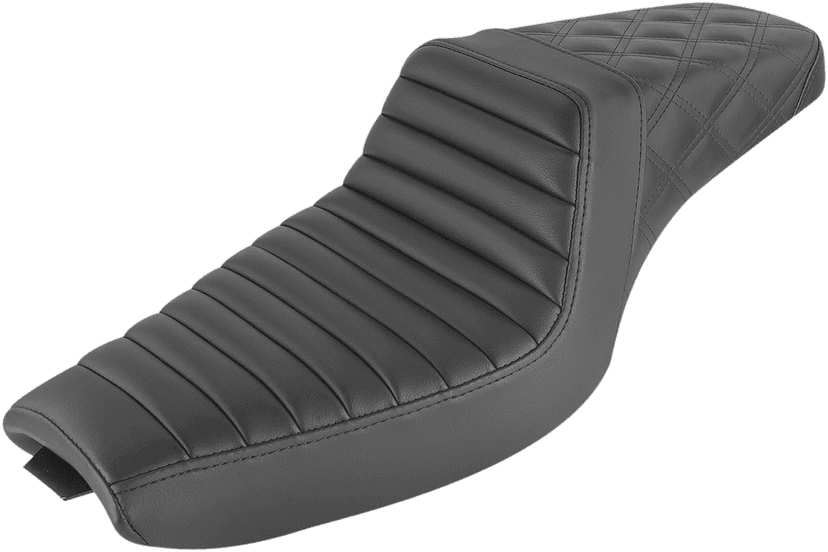 SADDLEMEN 0804-0753 Step-Up Seat - Front Tuck-n-Roll/Rear Lattice Stitch - Black