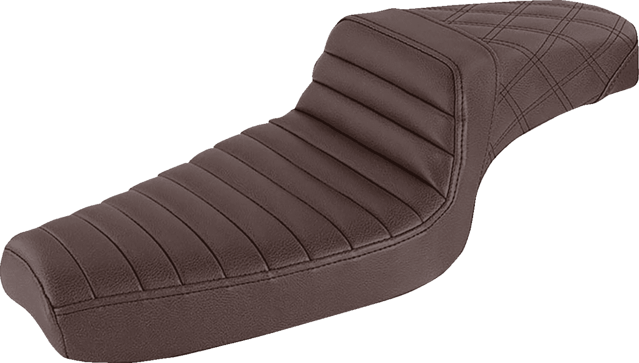 SADDLEMEN 0804-0756 Step-Up Seat - Front Tuck-n-Roll/Rear Lattice Stitch - Brown