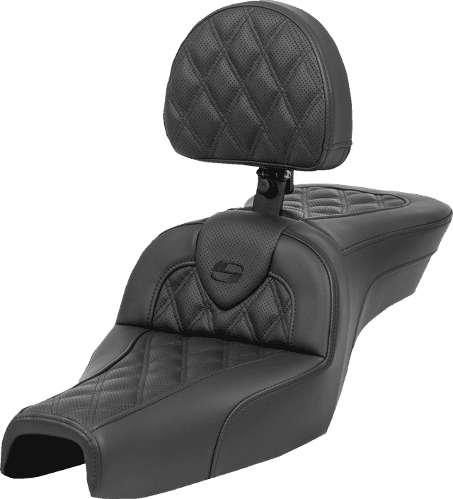 SADDLEMEN 0804-0791 Roadsofa™ Seat - with Backrest - Lattice Stitch - XL '04-'22