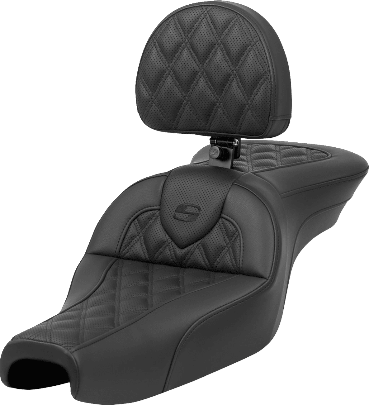 SADDLEMEN 0804-0797 Roadsofa™ Seat - with Backrest - Lattice Stitch - XL '04-'22