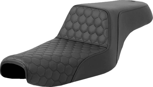 SADDLEMEN 0804-0805 Step-Up Seat - Honeycomb - Black Stitching - 3.3 Gal Tank - Sportster '04-'21