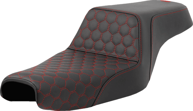 SADDLEMEN 0804-0806 Step-Up Seat - Honeycomb - Red Stitching - 3.3 Gal Tank - Sportster '04-'22
