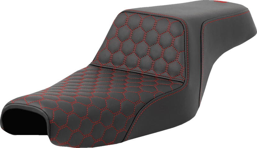 SADDLEMEN 0804-0806 Step-Up Seat - Honeycomb - Red Stitching - 3.3 Gal Tank - Sportster '04-'22