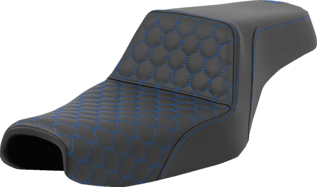 SADDLEMEN 0804-0807 Step-Up Seat - Honeycomb - Blue Stitching - 3.3 Gal Tank - Sportster '04-'22