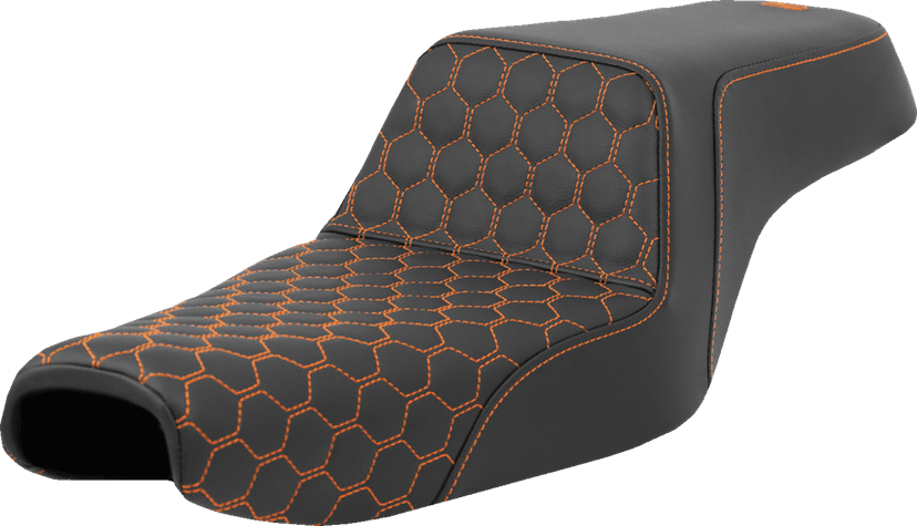 SADDLEMEN 0804-0808 Step-Up Seat - Honeycomb - Orange Stitching - 3.3 Gal Tank - Sportster '04-'22