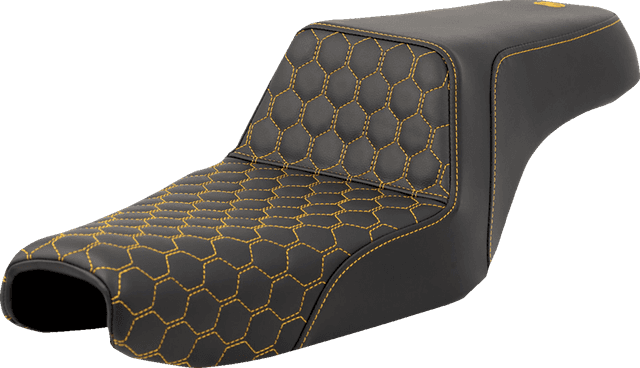 SADDLEMEN 0804-0809 Step-Up Seat - Honeycomb - Gold Stitching - 3.3 Gal Tank - Sportster '04-'22