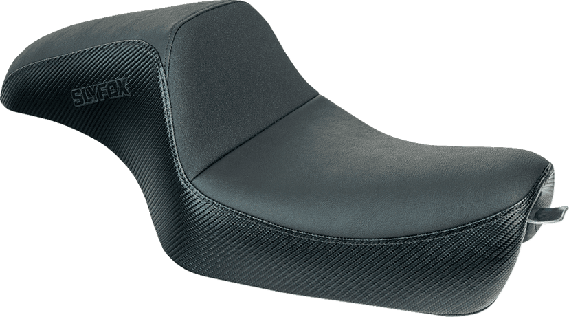 SLYFOX 0804-0810 Drifter Seat - Black Logo - Black Vinyl w/ Slipstop - Carbon Fiber - XL '04-'22 — image 1 of 6