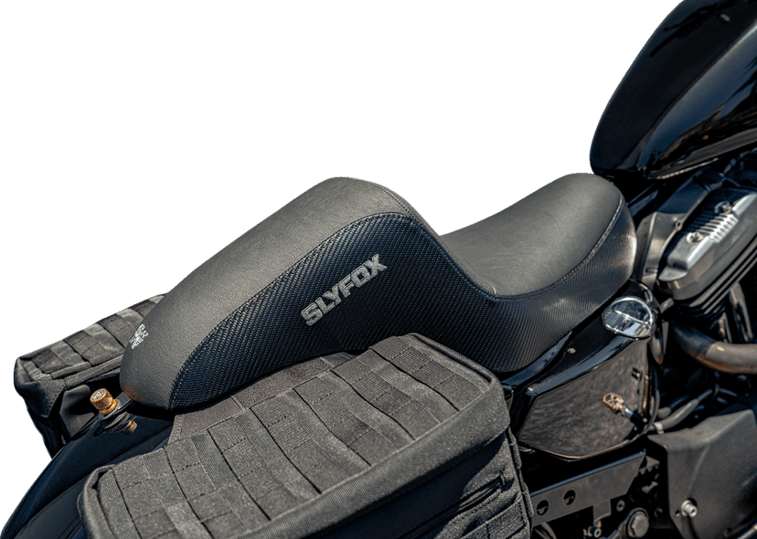 SLYFOX 0804-0811 Drifter Seat - Gray Logo - Black Vinyl w/ Slipstop - Carbon Fiber - XL '04-'22 — image 2 of 6