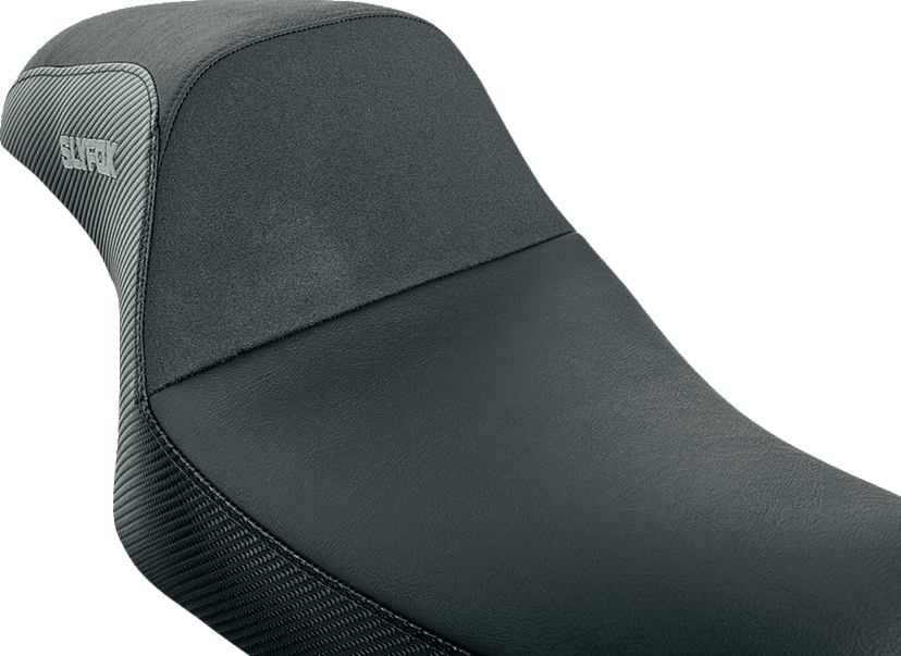 SLYFOX 0804-0811 Drifter Seat - Gray Logo - Black Vinyl w/ Slipstop - Carbon Fiber - XL '04-'22 — image 3 of 6
