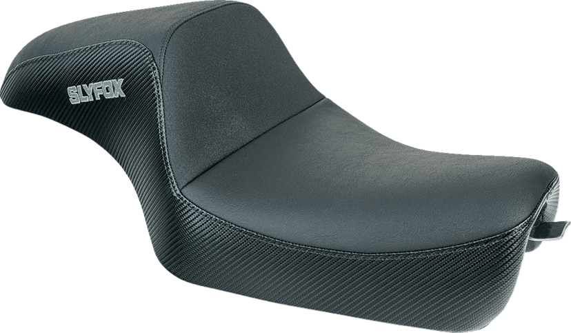 SLYFOX 0804-0811 Drifter Seat - Gray Logo - Black Vinyl w/ Slipstop - Carbon Fiber - XL '04-'22 — image 1 of 6