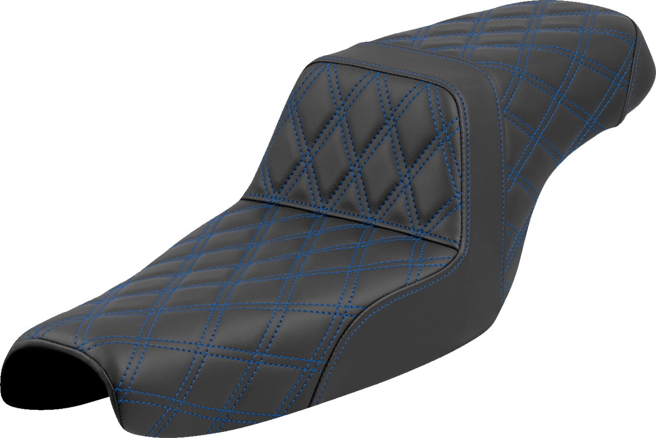SADDLEMEN 0804-0822 Step-Up Seat - Lattice Stitch - Blue Stitch - XL '04-'22