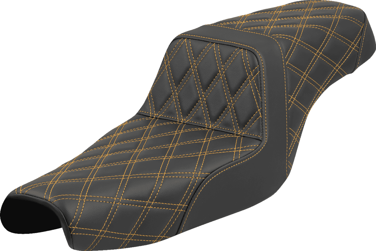SADDLEMEN 0804-0825 Step-Up Seat - Lattice Stitch - Gold Stitch - XL '04-'22