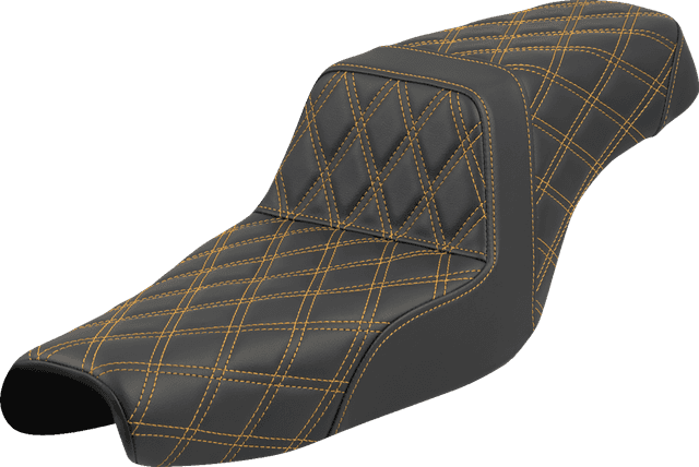 SADDLEMEN 0804-0825 Step-Up Seat - Lattice Stitch - Gold Stitch - XL '04-'22