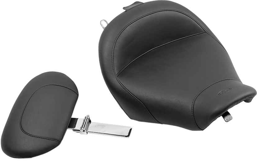 MUSTANG 0805-0033 Wide Solo Seat - With Backrest - Vintage - Black - Smooth - Road King '97-'07 — image 1 of 5