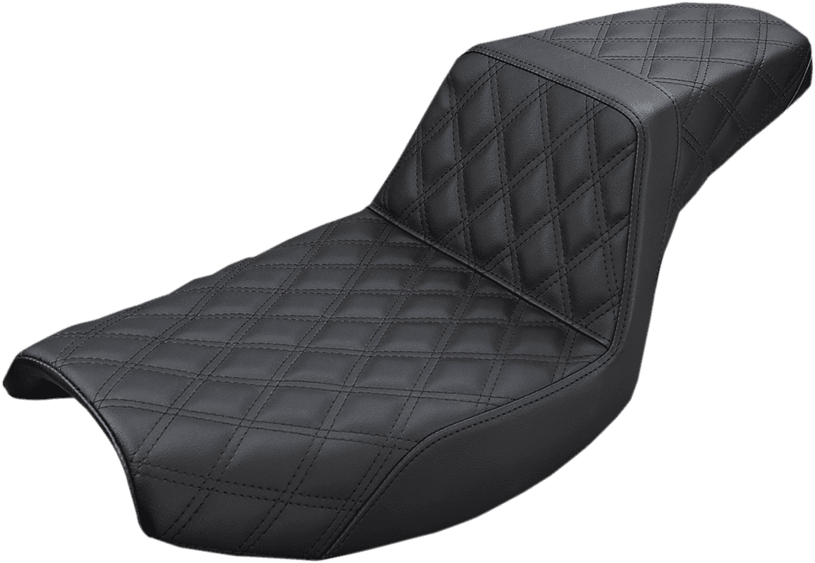 SADDLEMEN 0805-0132 Step-Up Seat - Full Lattice Stitch - Black - FXR