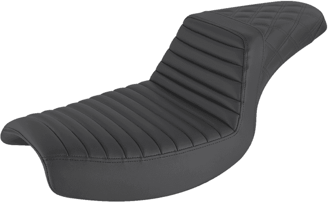 SADDLEMEN 0805-0139 Step-Up Seat - Front Tuck-n-Roll/Rear Lattice Stitch - Black