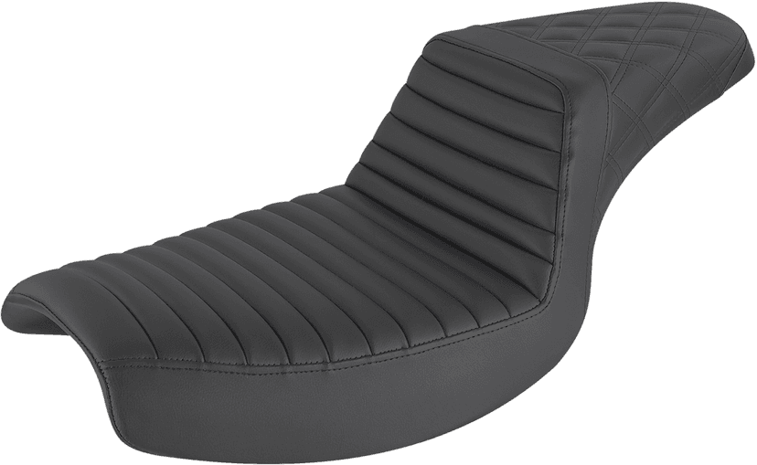 SADDLEMEN 0805-0139 Step-Up Seat - Front Tuck-n-Roll/Rear Lattice Stitch - Black