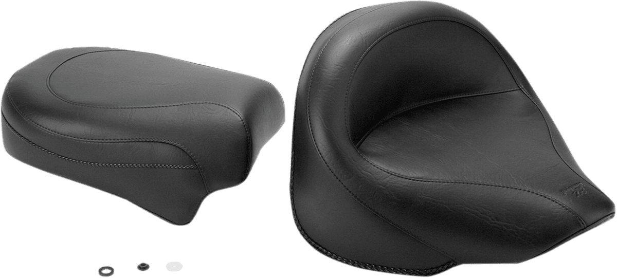 MUSTANG 0810-0284 Seat - Vintage - Wide - Touring - Without Driver Backrest - Two-Piece - Smooth - Black - XVS