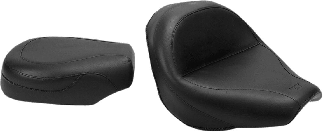 MUSTANG 0810-0293 Seat - Vintage - Wide - Touring - Without Driver Backrest - Two-Piece - Smooth - Black - VTX1300