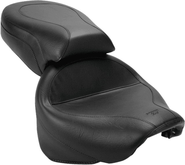 MUSTANG 0810-0385 Seat - Vintage - Wide - Touring - Without Driver Backrest - Two-Piece - Smooth - Black