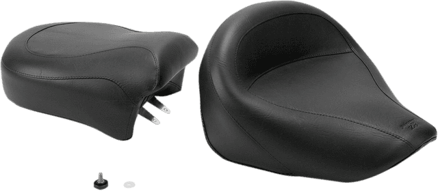 MUSTANG 0810-0392 Seat - Vintage - Wide - Touring - Without Driver Backrest - Two-Piece - Smooth - Black - VZ800