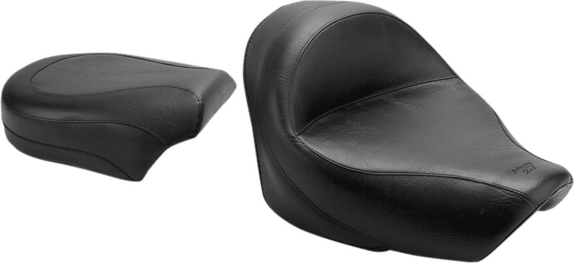 MUSTANG 0810-0406 Seat - Vintage - Wide - Touring - Without Driver Backrest - Two-Piece - Smooth - Black - VT750
