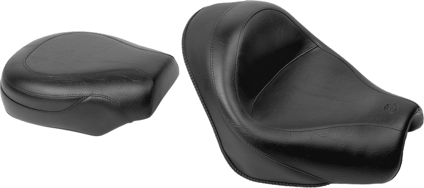 MUSTANG 0810-0490 Seat - Vintage - Wide - Touring - Without Driver Backrest - Two-Piece - Smooth - Black — image 1 of 4