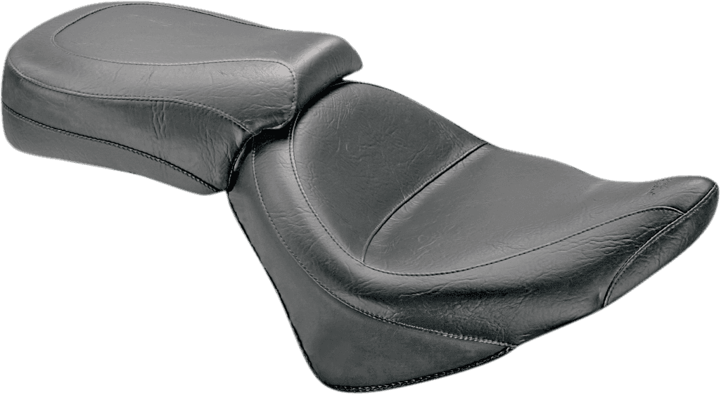 MUSTANG 0810-0492 Seat - Vintage - Wide - Touring - Without Driver Backrest - Two-Piece - Smooth - Black - Vegas