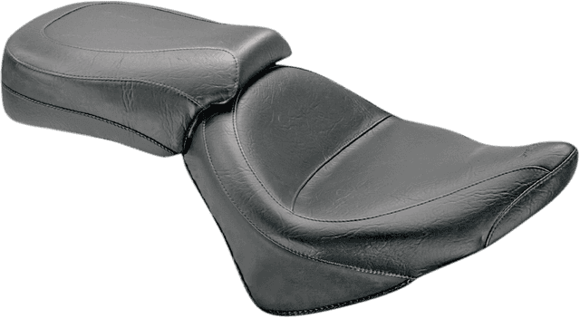 MUSTANG 0810-0492 Seat - Vintage - Wide - Touring - Without Driver Backrest - Two-Piece - Smooth - Black - Vegas