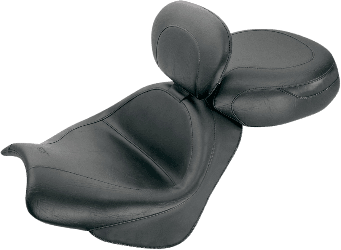 MUSTANG 0810-0497 Seat - Vintage - Wide - Touring - With Driver Backrest - Two-Piece - Smooth - Black - VTX18