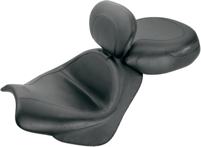 MUSTANG 0810-0497 Seat - Vintage - Wide - Touring - With Driver Backrest - Two-Piece - Smooth - Black - VTX18
