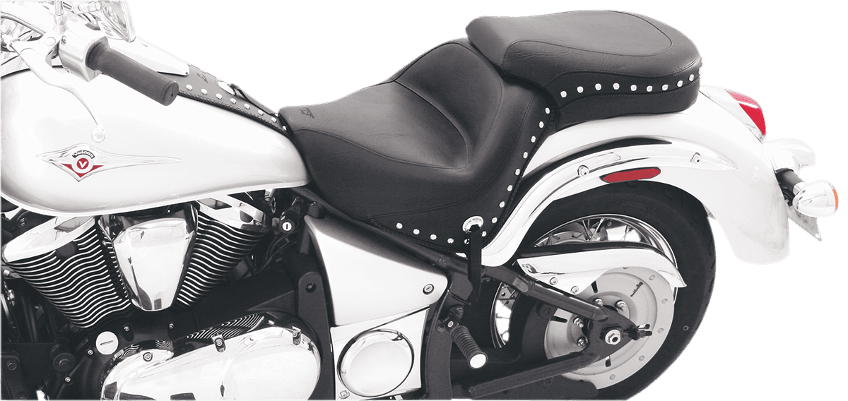 MUSTANG 0810-0508 Seat - Wide - Touring - Without Backrest - One-Piece - Chrome Studded - Black w/Conchos - VN900